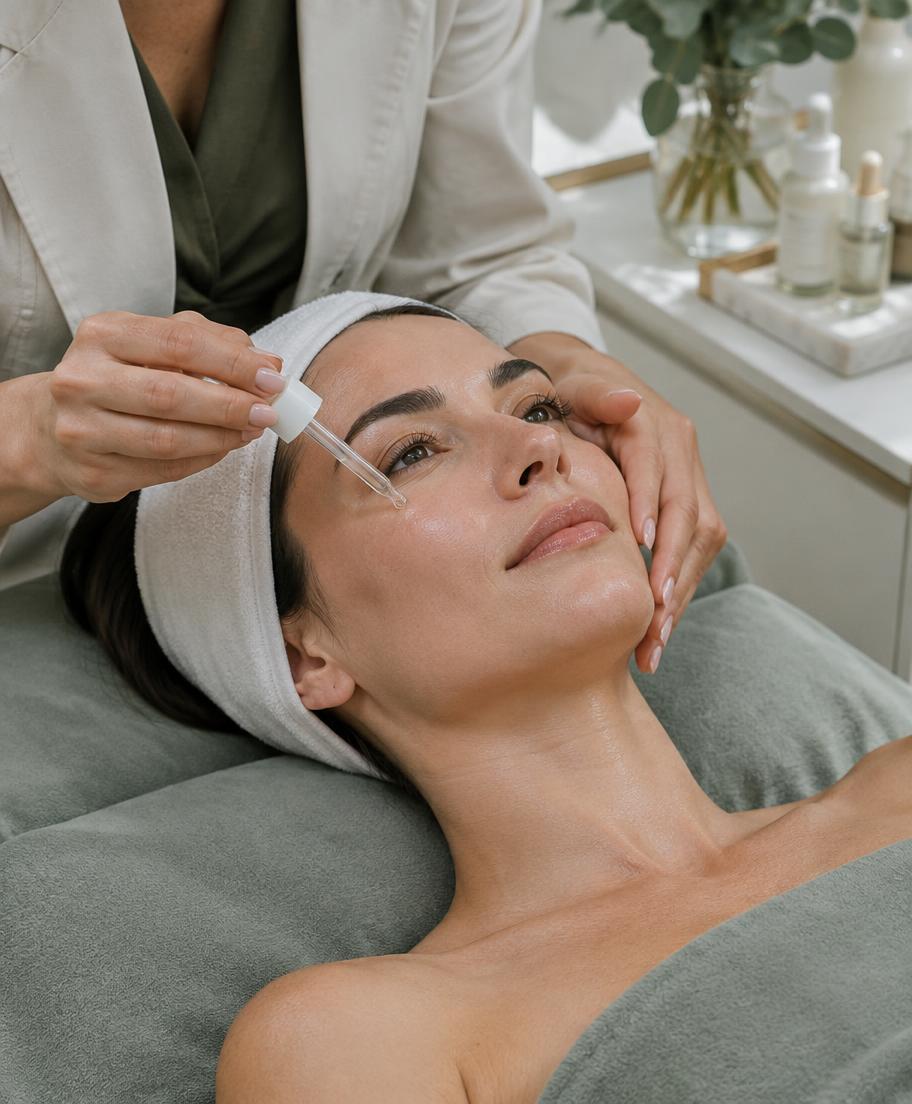 A gentle facial treatment in progress